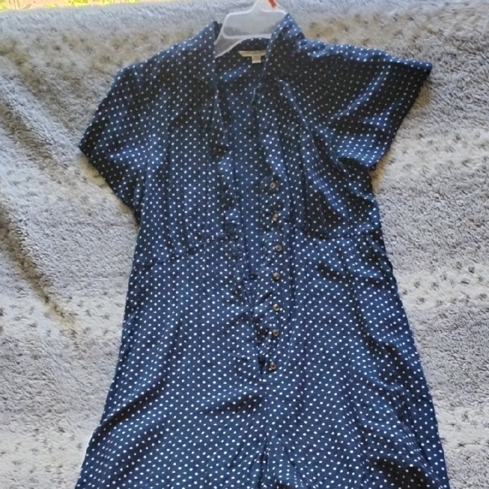 American Eagle Outfitters Blue Polka Dot Shirt